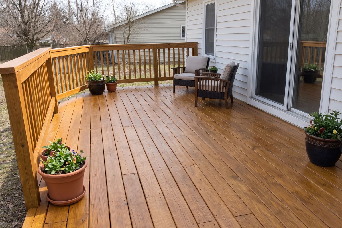 Faded, peeling deck, after the work